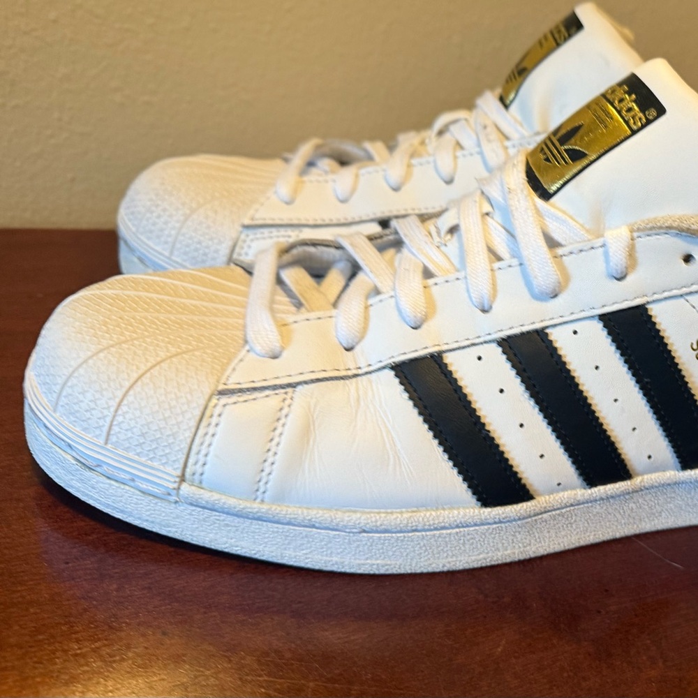 Adidas Superstar White with Black Stripes Men's Sneakers - Picture 8 of 12
